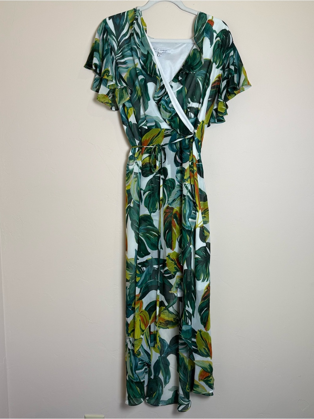Julia Jordan Green Tropical Wrap Maxi Dress Size 16